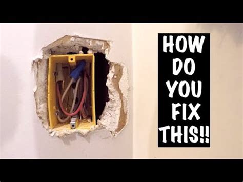 how to patch electrical box hole in drywall|repair drywall over electrical outlet.